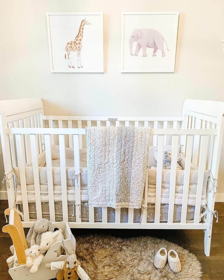 Jungle Nursery Theme with White Crib