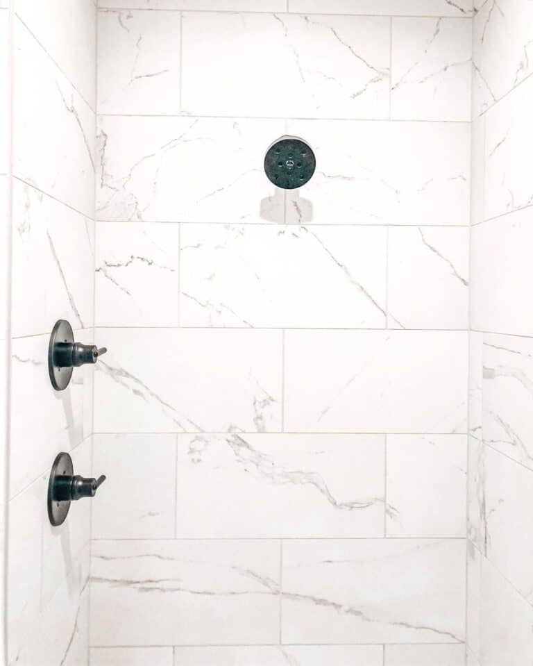 White Tiles With Grey Marbling