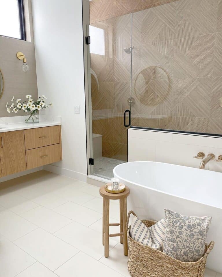 Large Brown Tiles for a Shower Wall