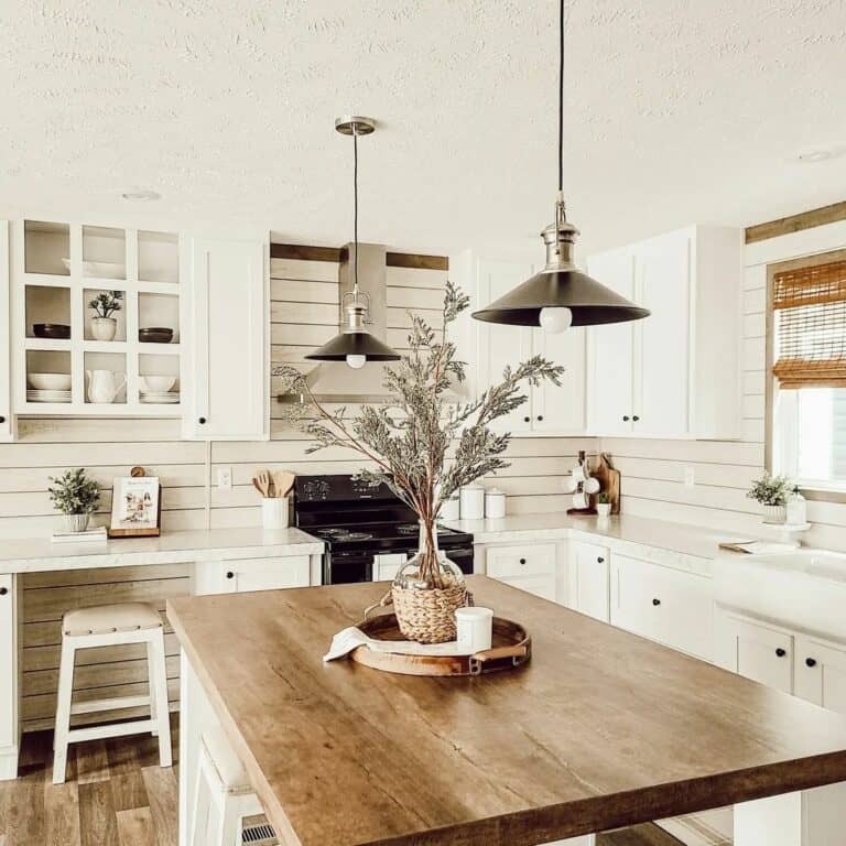 Shaker Cabinets and Vintage Pendants