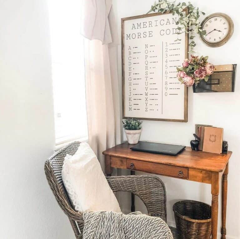 Farmhouse Home Office With Wooden Desk