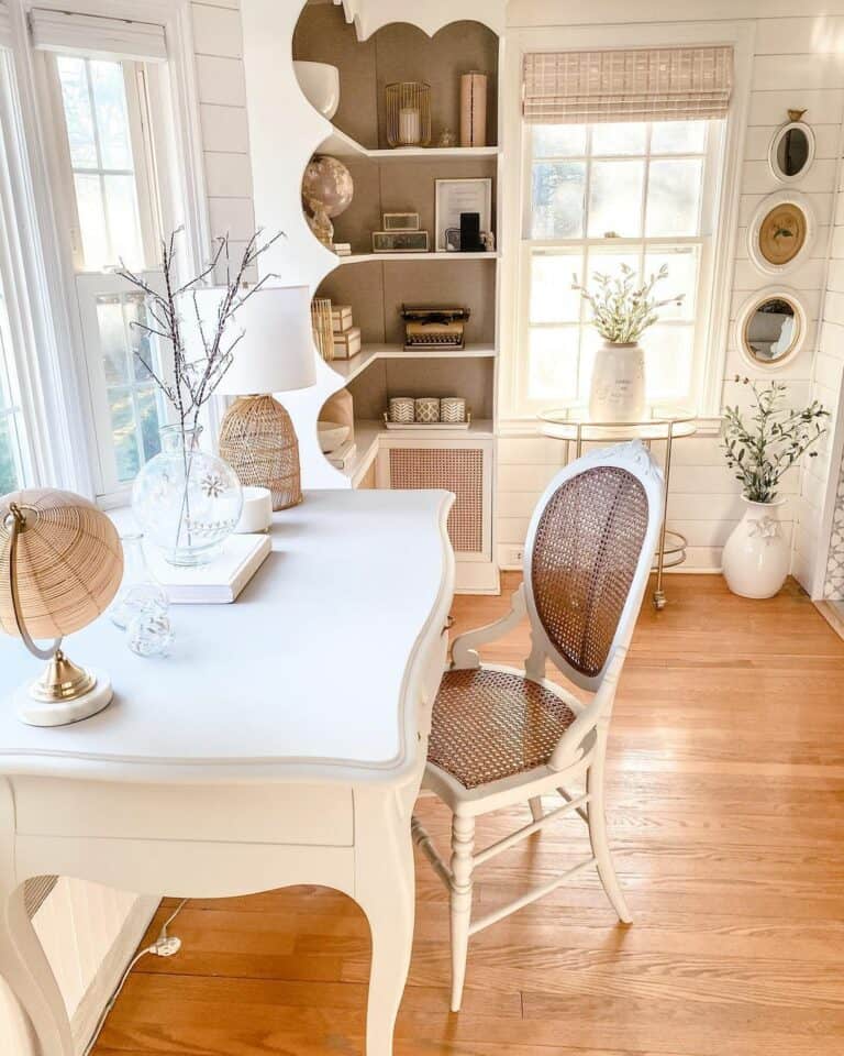 Modern and Rustic Home Office With Wicker Accents