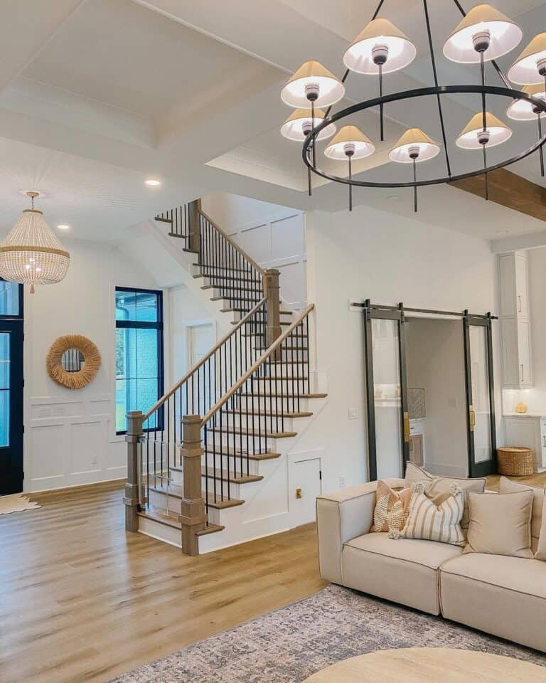 Modern Black Spindles and Wood Handrail