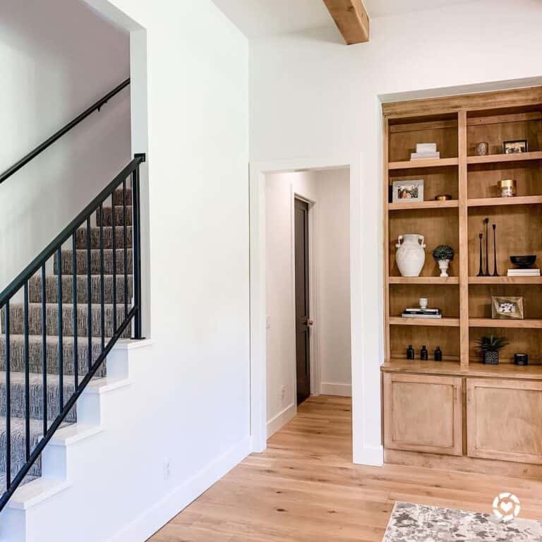 Black Metal and Wood Stair Decor