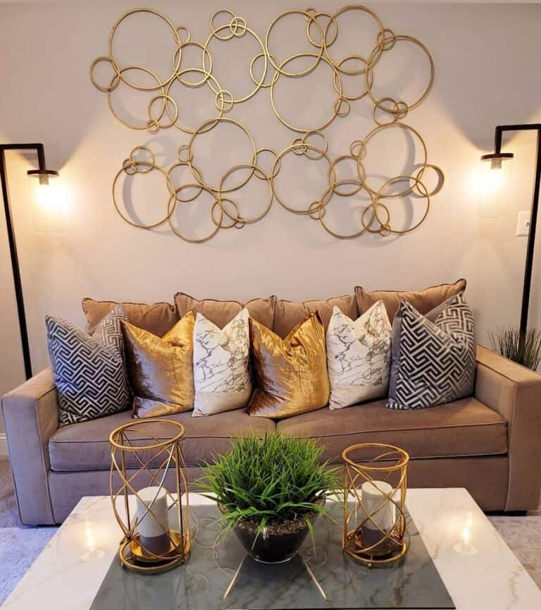 Gold Living Room Decor for Gray Couch