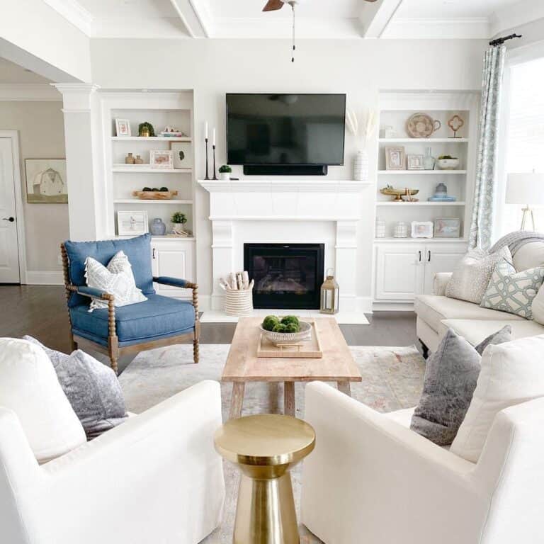 Round Gold Living Room End Table