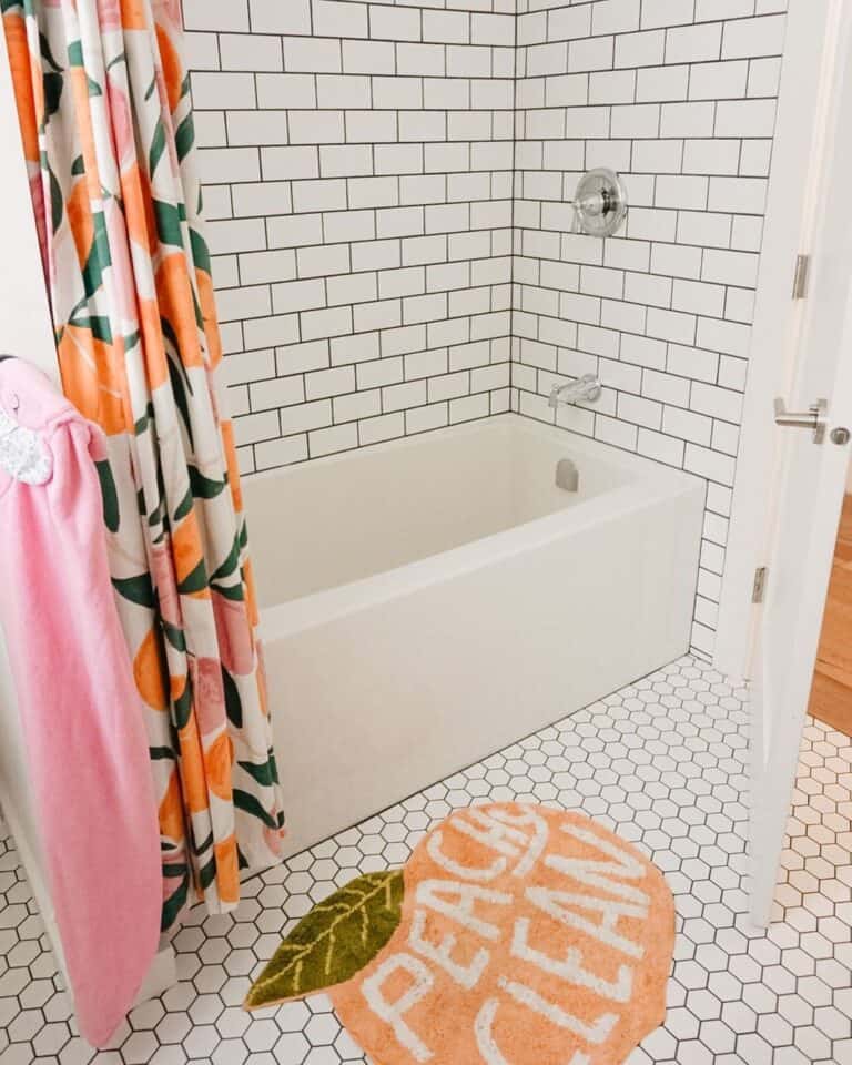 White Hexagon Mosaic Bathroom Floor Tiles