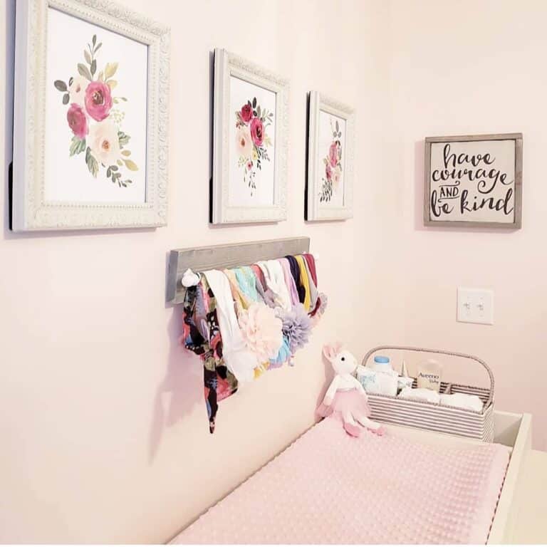 Floral Art Prints on Pink Wall