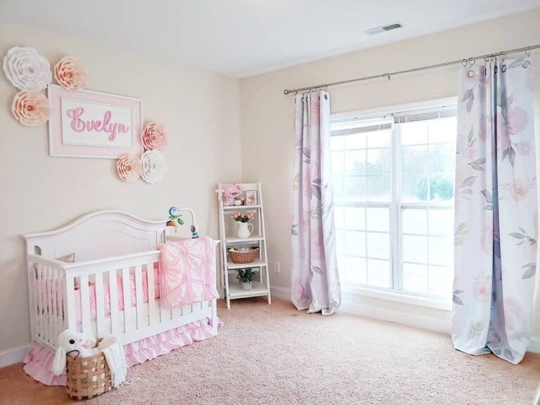 Floral Curtains and Wall Art in Girl