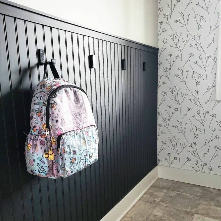 Modern Mudroom With Black Beadboard Wainscoting