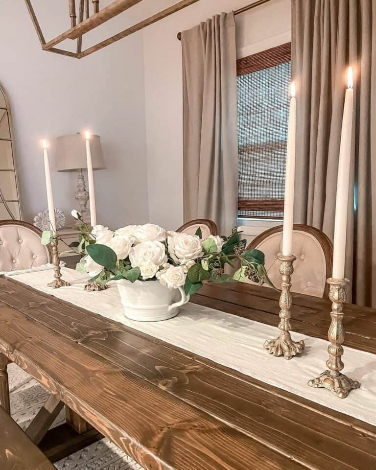 Dining Area With Long Wooden Dining Table