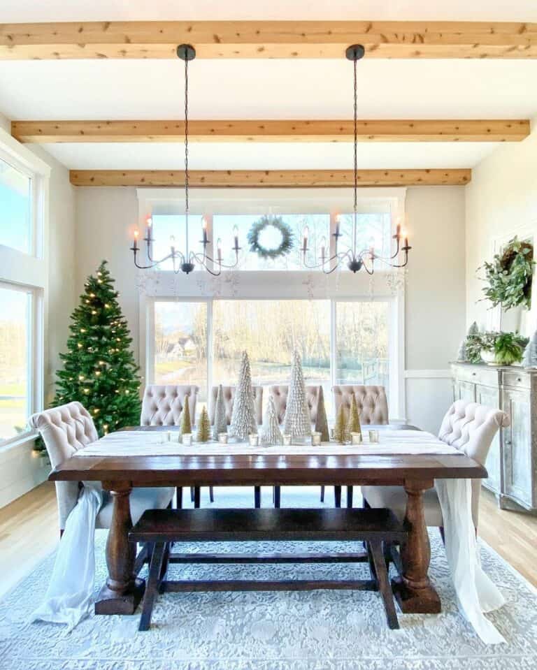 White Christmas Non-floral Centerpiece for Dining Room Tables