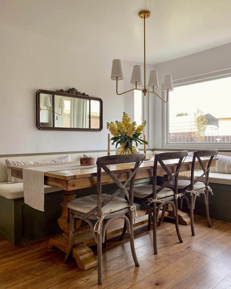 Corner Bench and Cross-back Chairs
