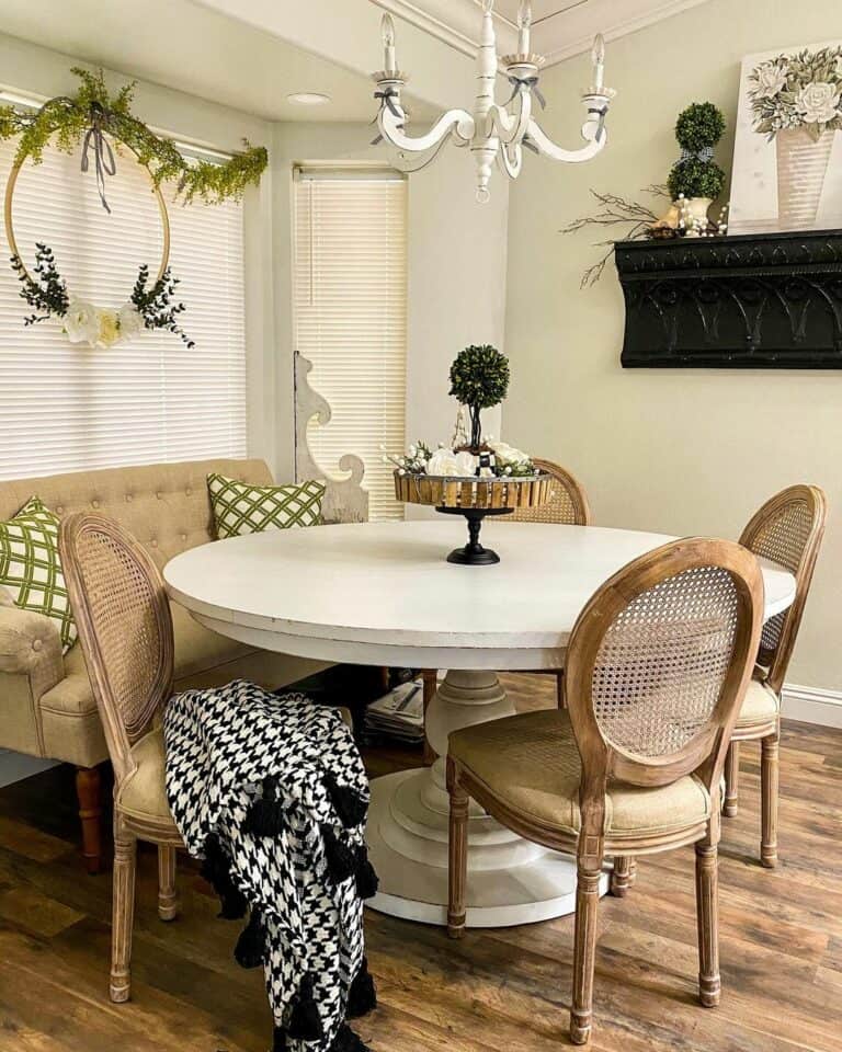 Bay Windows With a Beige Bench