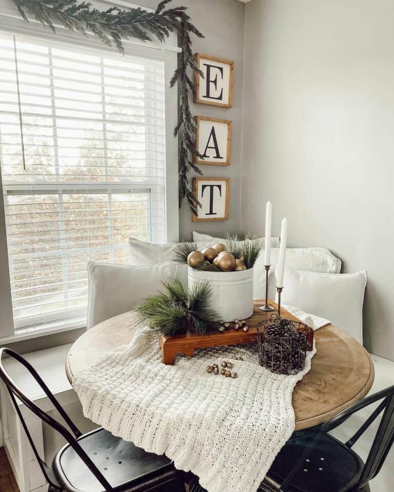 Seasonal Décor Displayed in Corner Breakfast Nook