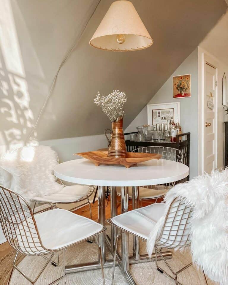 Bar Cart Beneath a Slanted Ceiling