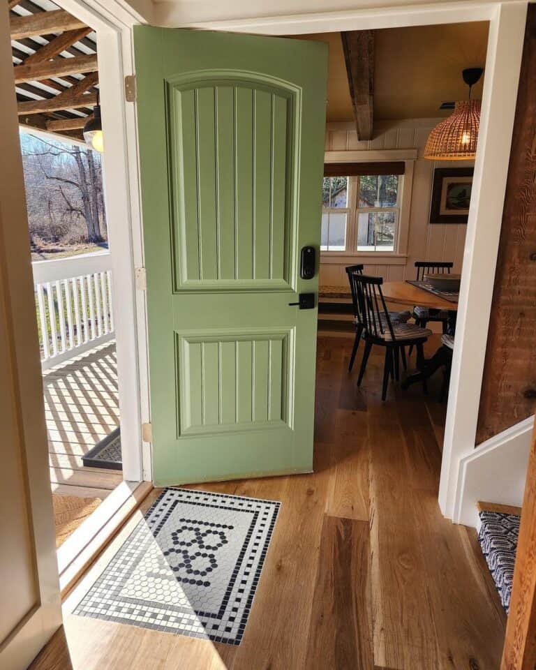 Dark Hardware for a Green Front Door