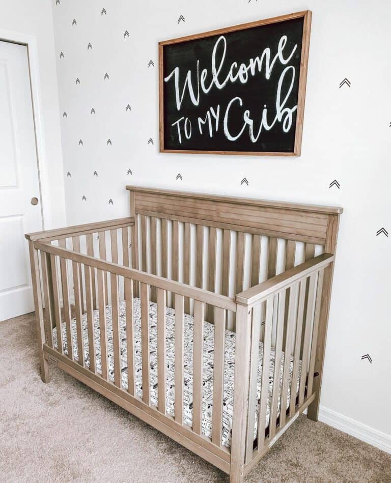 Geometric Wallpaper With Whimsical Sign