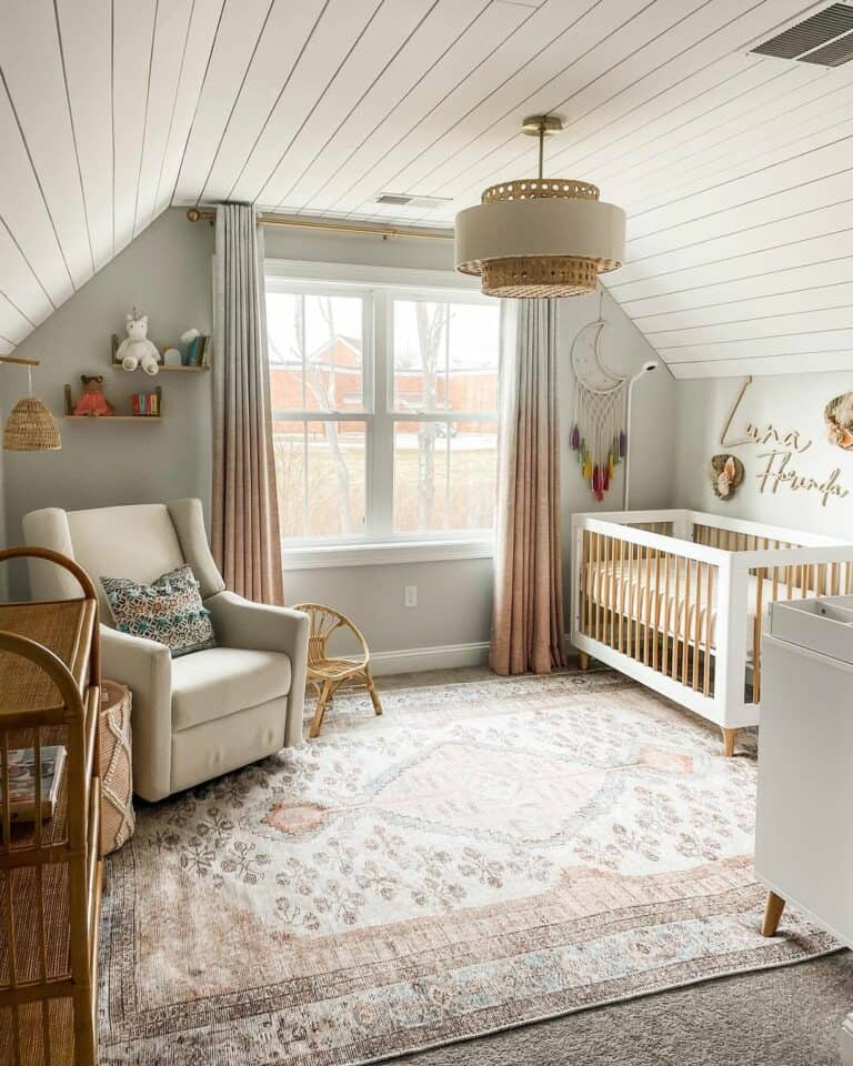 Slanted Ceiling Nursery With a Cozy Design