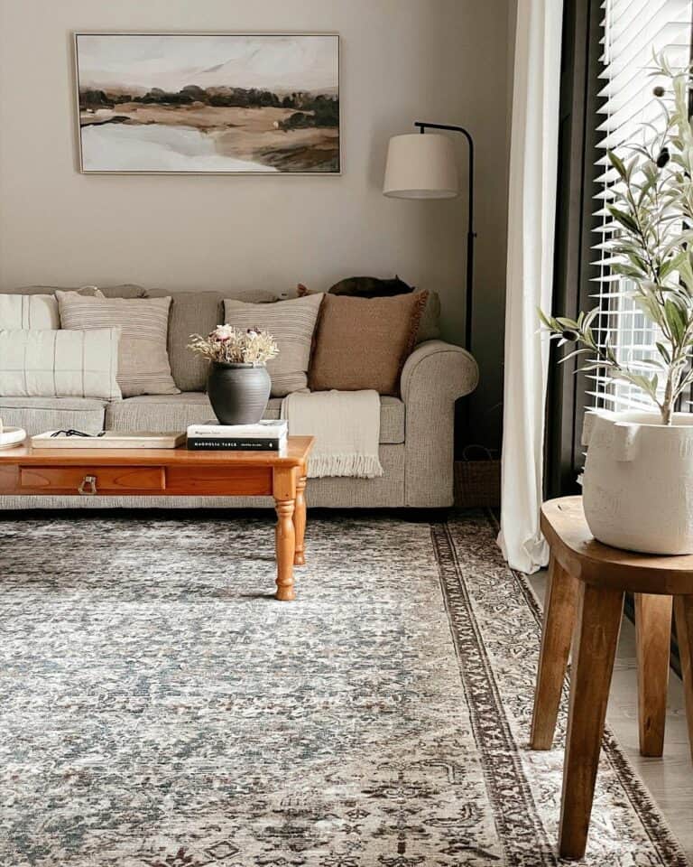 Living Room With Earth Tone Couch
