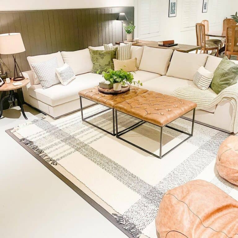 Living Room With Leather Ottoman Coffee Tables