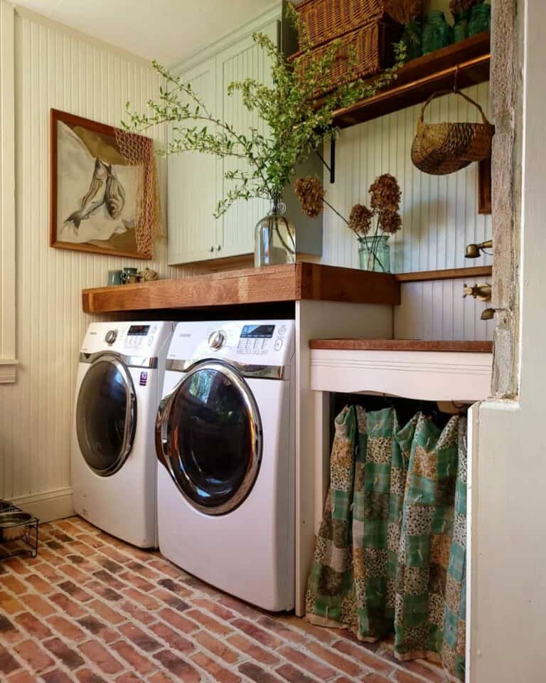 Laundry Room Curtain Storage