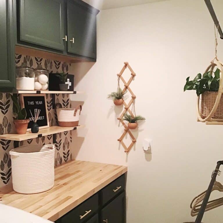 Boho Chic Laundry Room in Deep Green