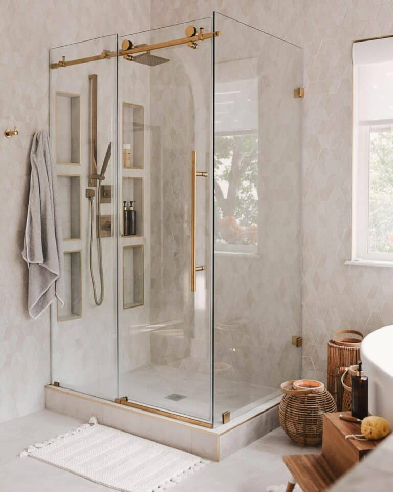 Rose Gold Stone Shower Curb