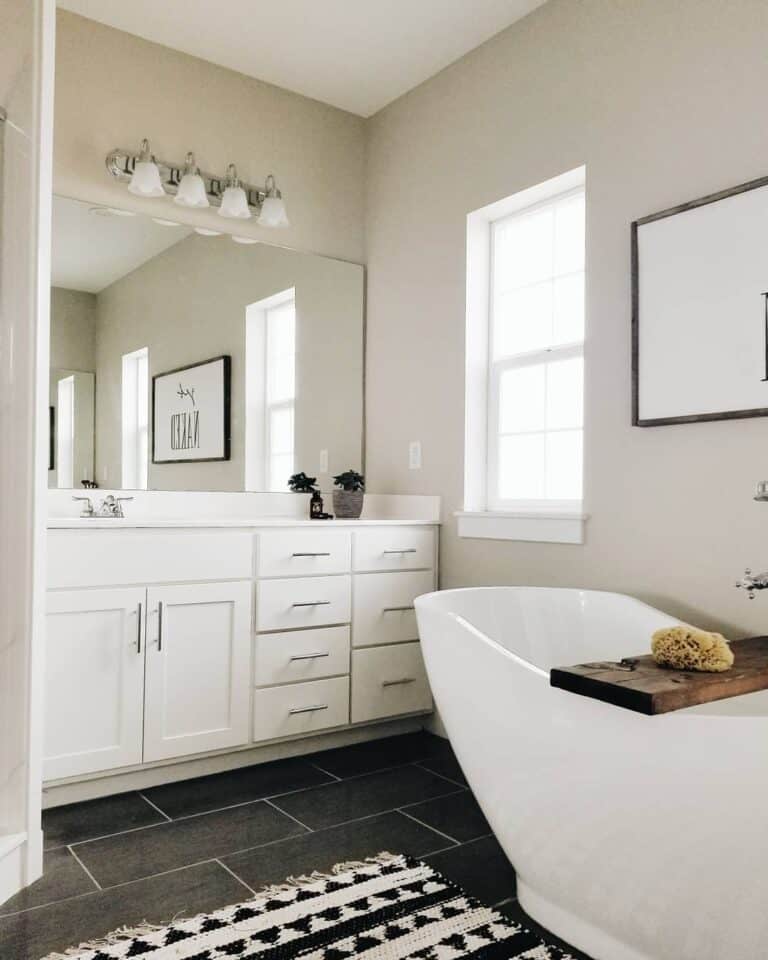 Dark Gray Tiled Bathroom