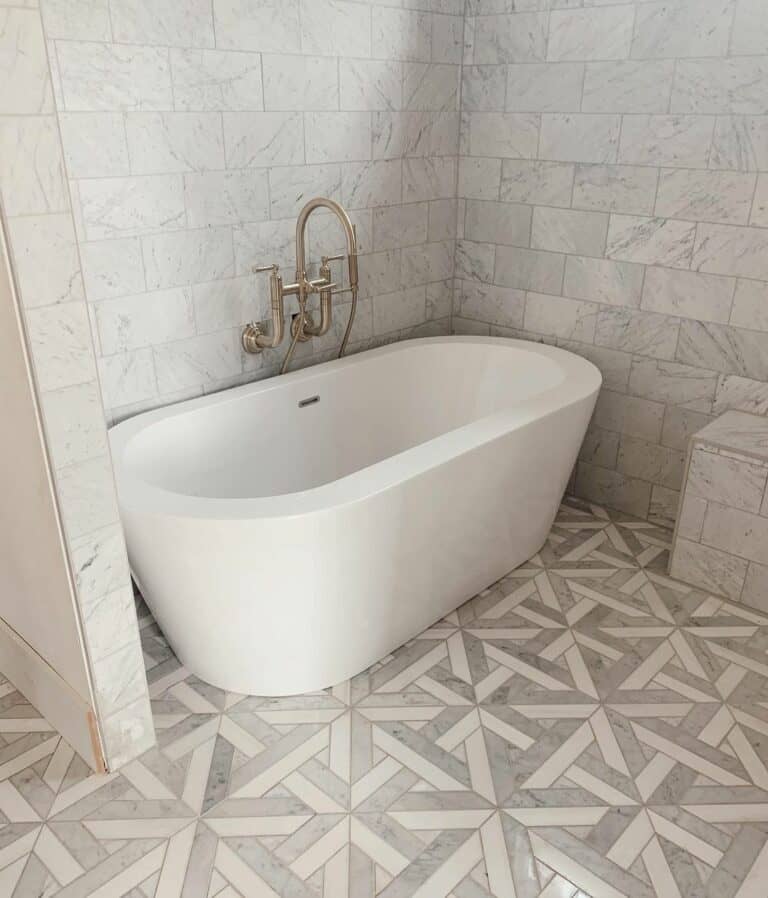 Gray Primary Bath Freestanding Tub with Shower