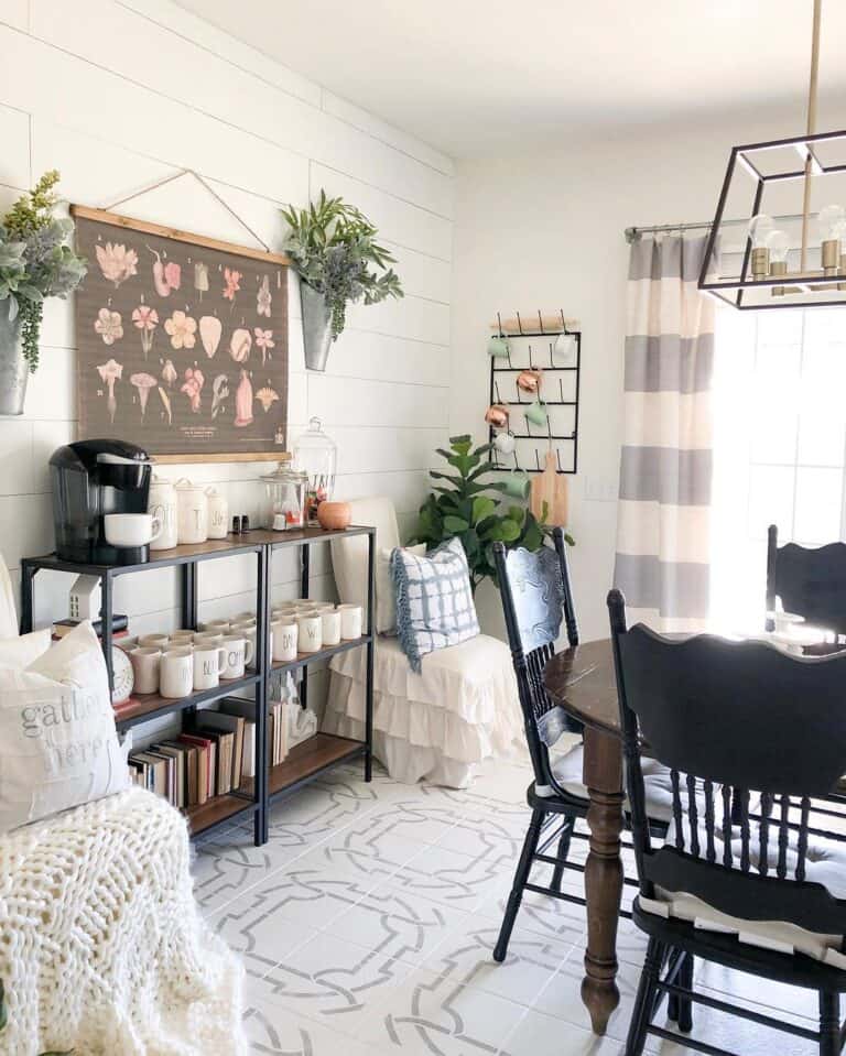 Black Spindle Dining Chair with White Seat Cushion