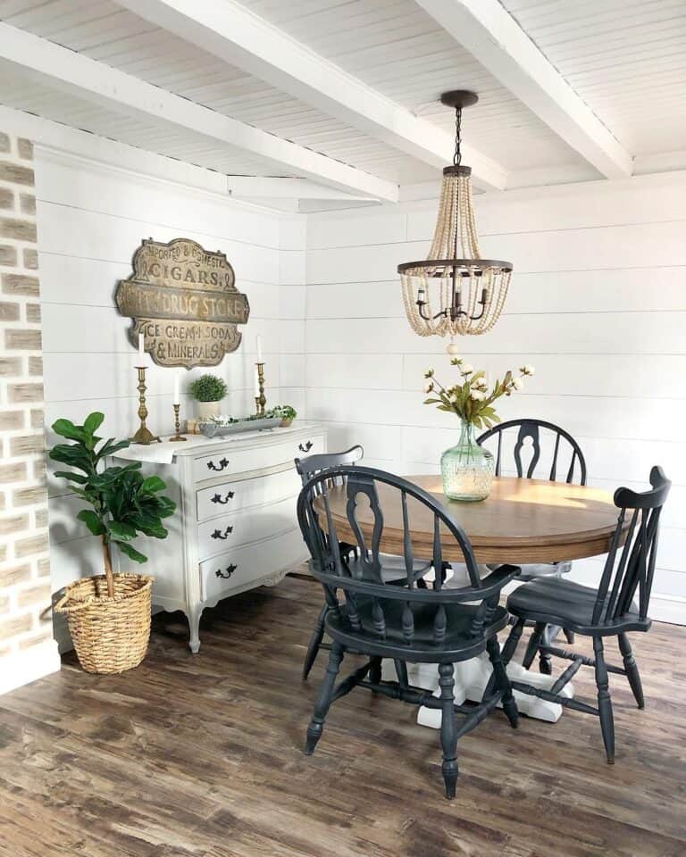 Round Table with Black Spindle Dining Chair Set