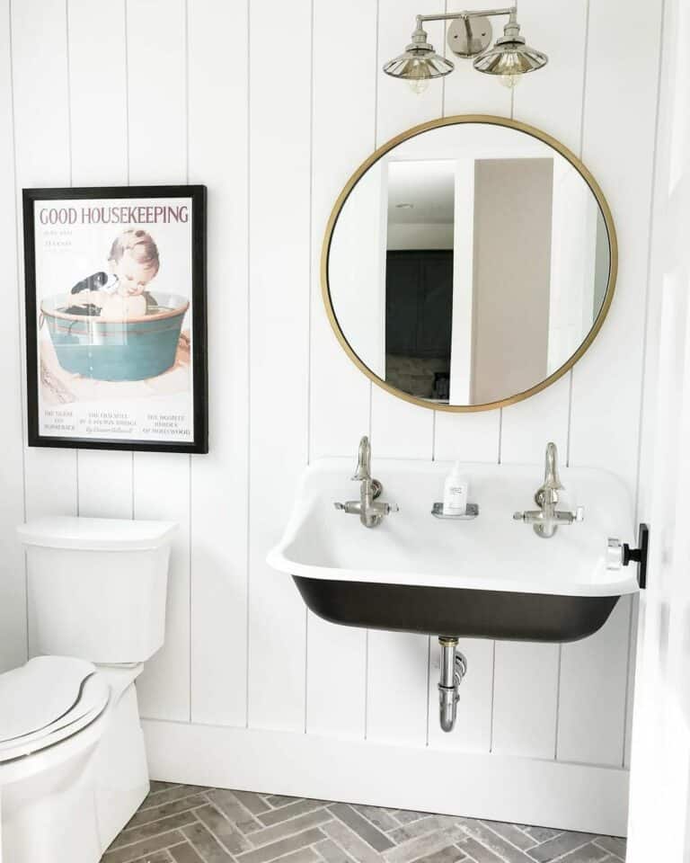 Kohler Brockway Sink and Vintage Wall Poster