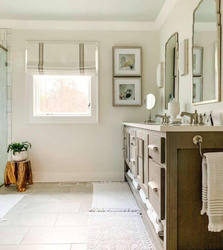 Pristine Bathroom With Wood Vanity