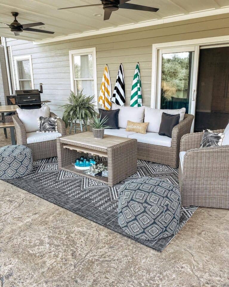 Grey Floor Poufs on a Porch