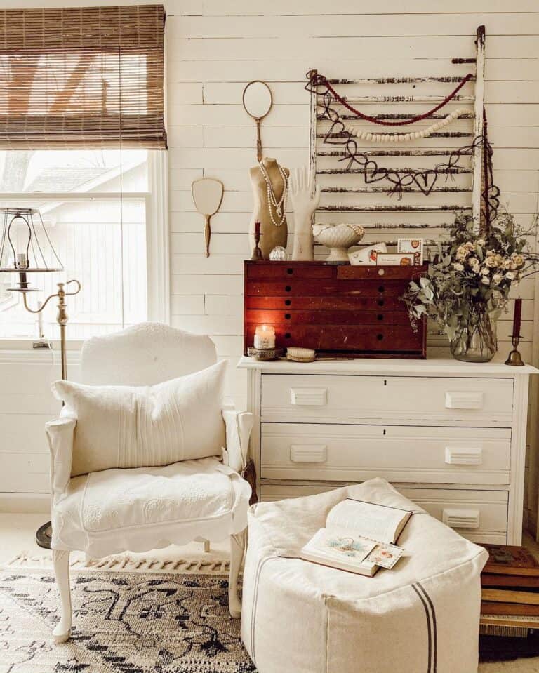 Farmhouse Decor and a Large Pouf