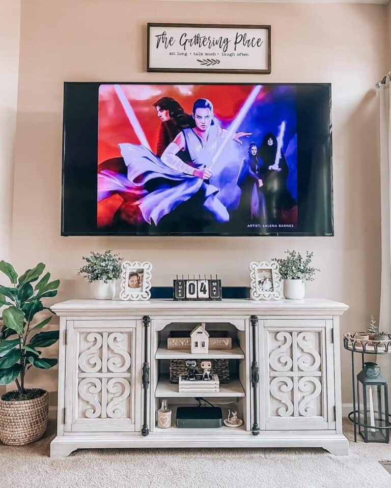 White Farmhouse TV Media Cabinet