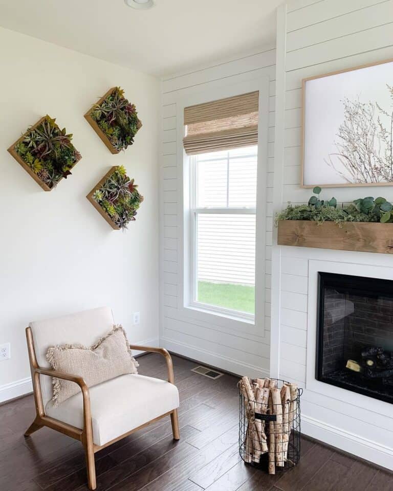 Wood and Beige Living Room Chair