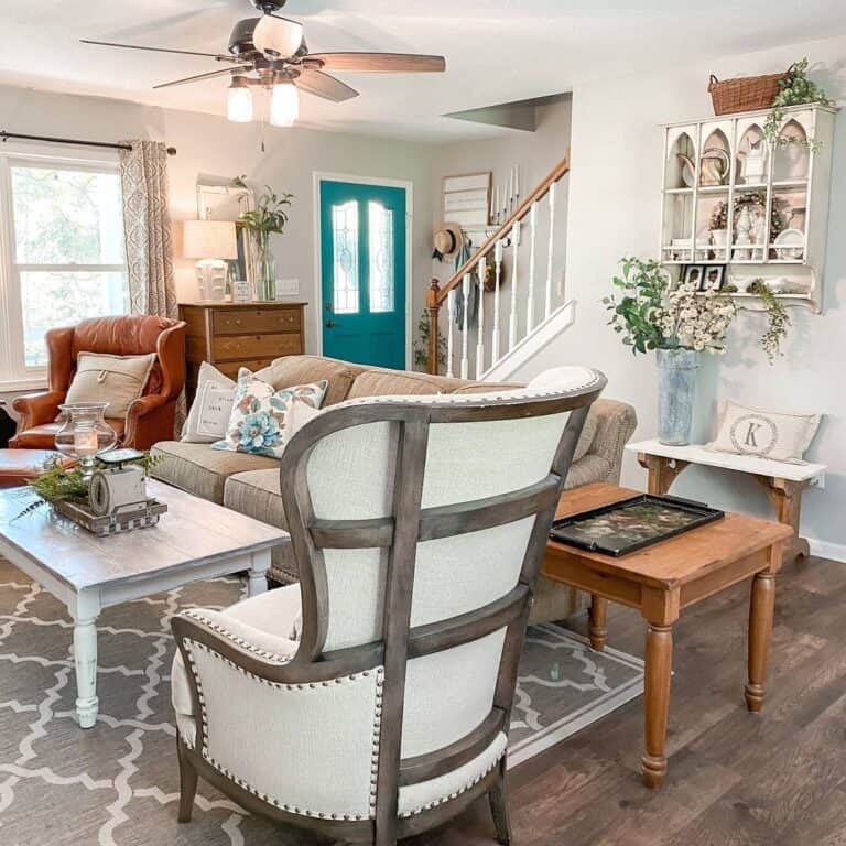 White Living Room Wingback Chair