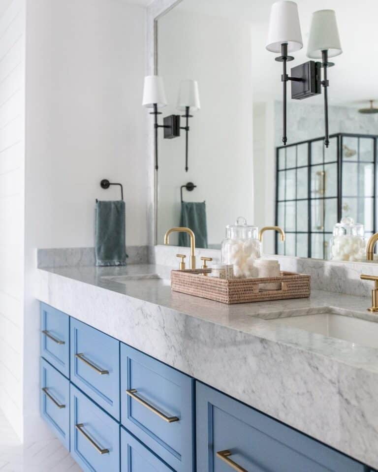 Light Blue Grey Double Bathroom Vanity
