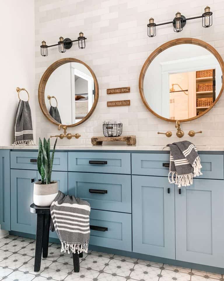 Modern Blue and Grey Bathroom