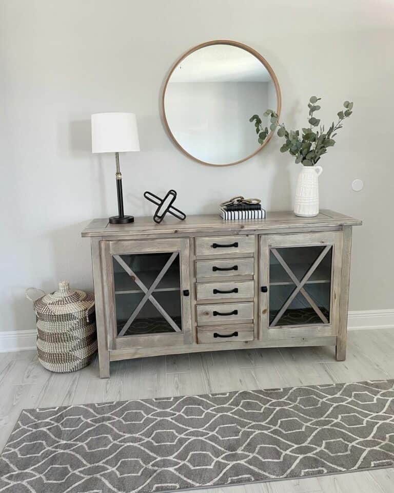 Rattan Basket and a Wooden Console Table