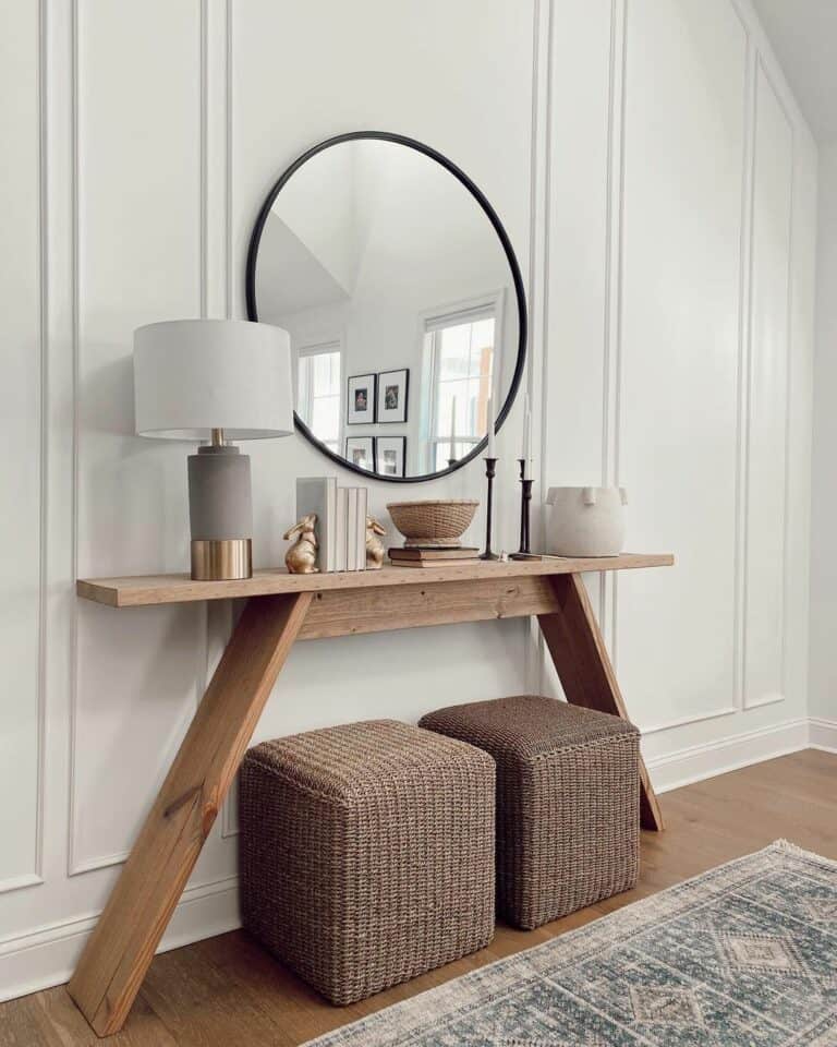 Console Table with Black Rim Mirror