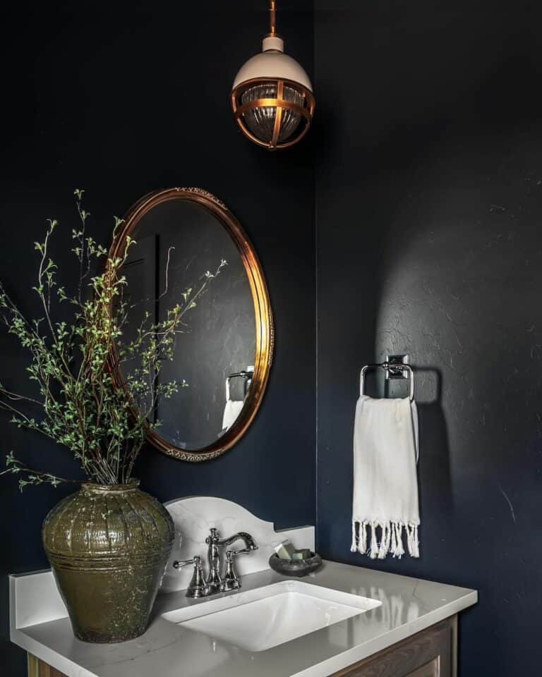 Dramatic and Modern Black Powder Room