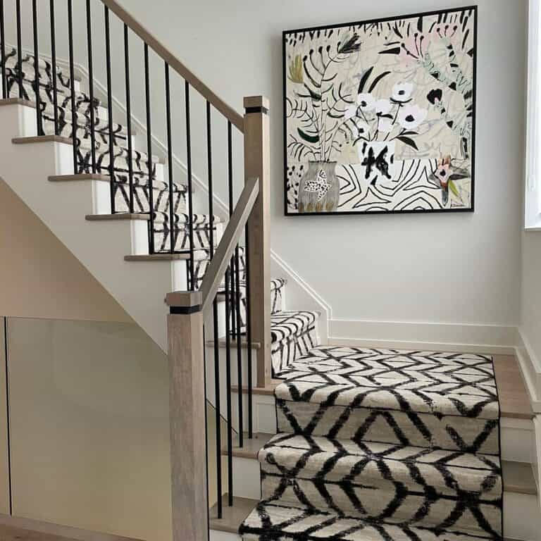 Stair Landing Platform with Black Frame Artwork