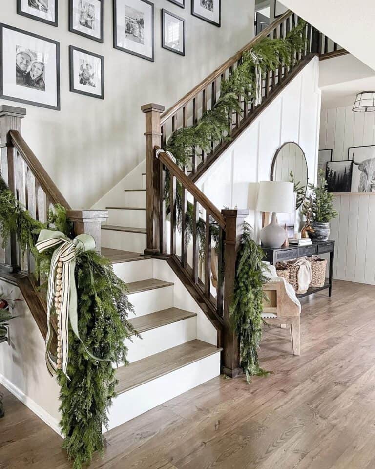 Black Frame Gallery Wall for Stairway with Landing