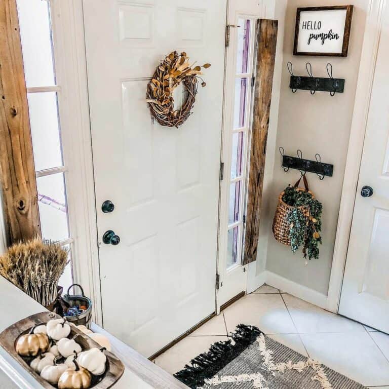 Wood and White Tiled Entryway for Industrial Inspiration