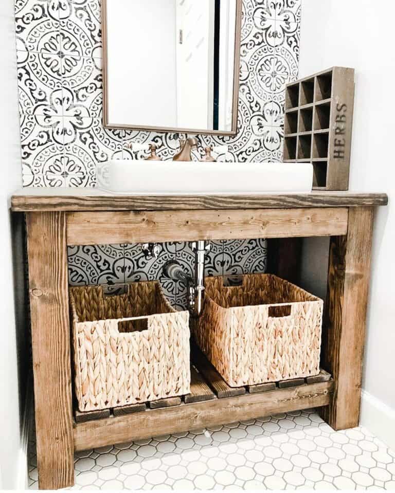 Farmhouse Patterned Powder Room