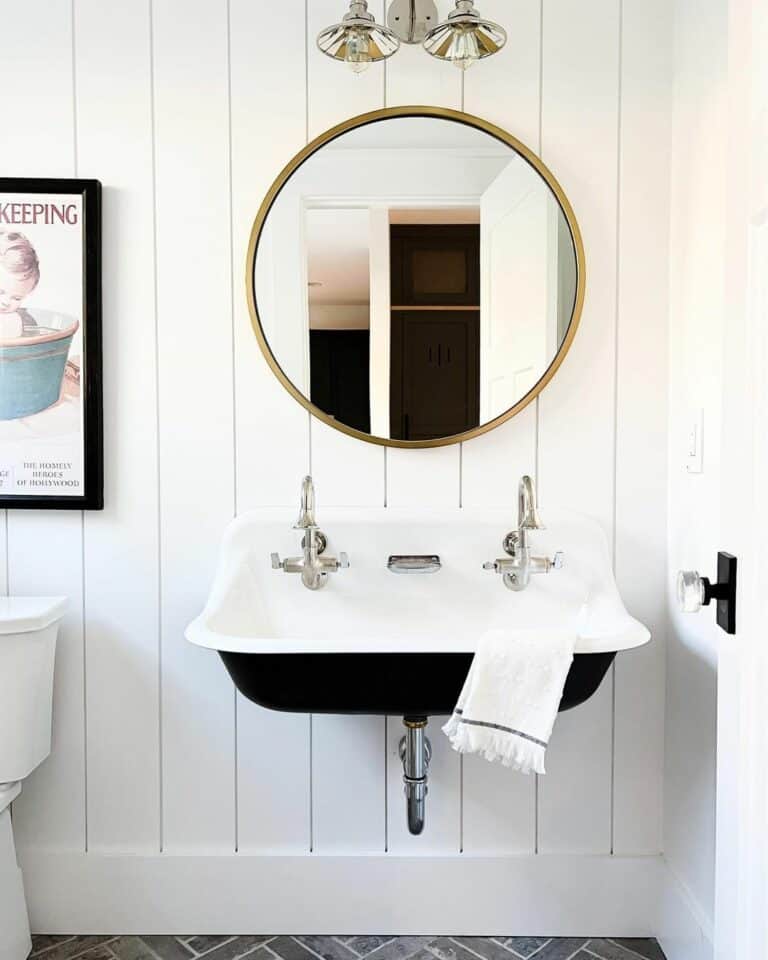 White Vertical Shiplap Bathroom Wall