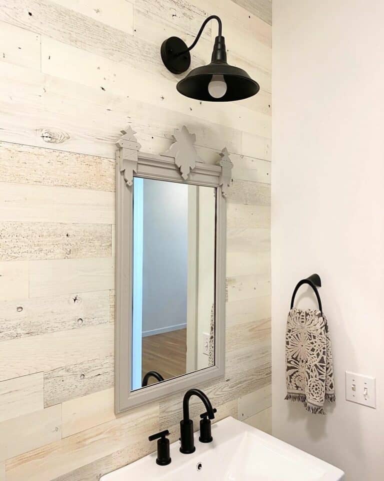 Lightly Stained Wood Shiplap Accent Wall